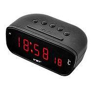 Автомобильные часы, авто часы (машина часы vst) VST 803C черный с красными цифрами, с термометром и подсветкой