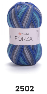 Нитки та пряжа для в'язання шкарпеткова напіввовна 75/25 FORZA YarnArt Форза ЯрнАрт № 2502