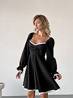 Женское черное платье с кружевом и декольте, Мод 294