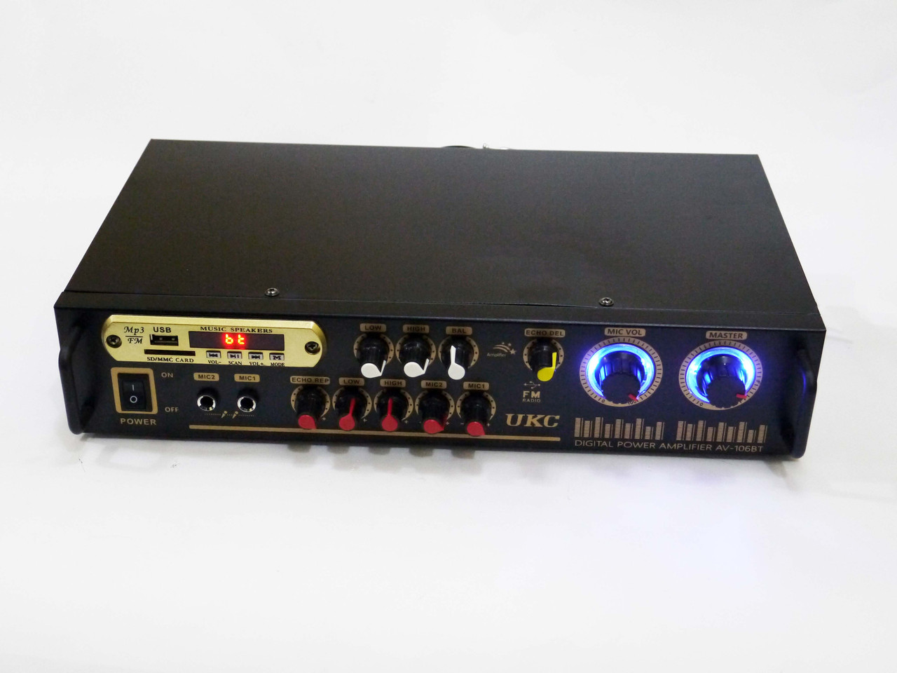 Підсилювач звуку UKC AV-106BT Bluetooth USB + КАРАОКЕ 2мікрофони ORG