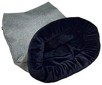 Лежак лежанка кровать норка карман меховой мешок для кошек и собак S-M Серый с черным мехом