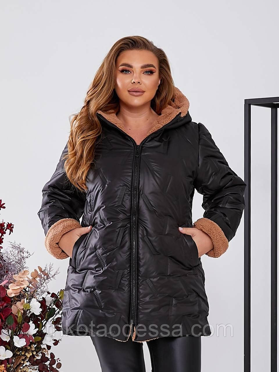 Куртка жіноча великого розміру осінь-зима 1534вт батал р.50-64 New, фото 1