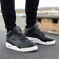 Кроссовки мужские Nike Air Jordan 3 найк джордан черные с белой найки джордани черно-белые крассовки 40