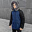 Парка чоловіча зимова з хутром на капюшоні подовжена udacha до -28°c С синя куртка пальто чоловіче зимове, фото 3
