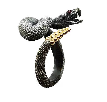 Красиве кільце змія панк готичні рок чорний колір, фото 2