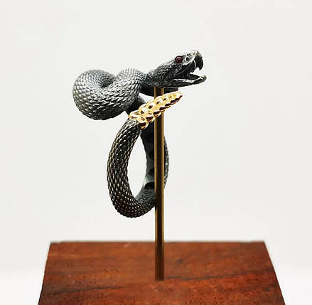 Красиве кільце змія панк готичні рок чорний колір, фото 2