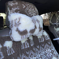 Автомобільна подушка на підголівник з Еко-хутра Подушка в салон автомобіля Олені 1 шт