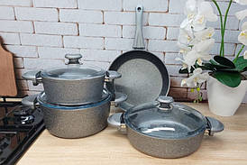 Набір посуду (антипригарне покриття 7 предметів 4/3) O.M.S.Collection 3005 IND сірий