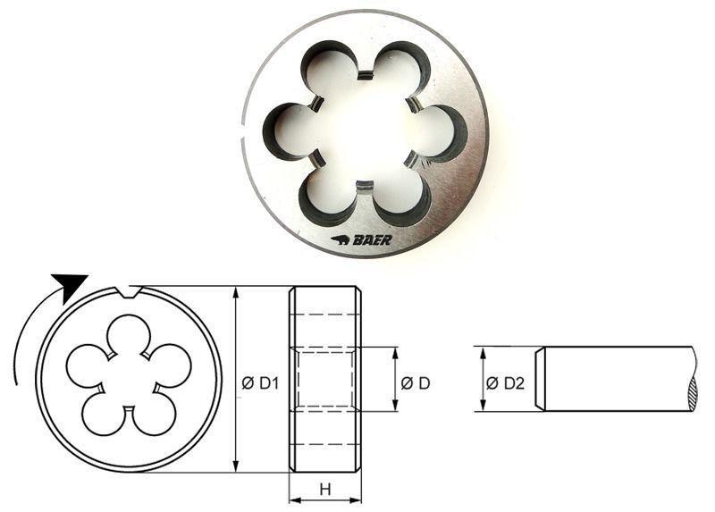 Плашка  G (BSP) 1.1/2 x 11 - HSS BAER  (Німеччина)