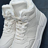 Черевики зимові жіночі молочні на хутрі шкіряні теплі на високій підошві модні, фото 10