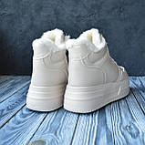 Черевики зимові жіночі молочні на хутрі шкіряні теплі на високій підошві модні, фото 3