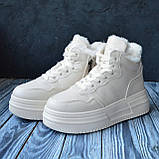 Черевики зимові жіночі молочні на хутрі шкіряні теплі на високій підошві модні, фото 8