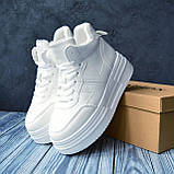 Черевики зимові жіночі білі на хутрі шкіряні теплі на зиму на високій підошві, фото 5