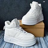 Черевики зимові жіночі білі на хутрі шкіряні теплі на зиму на високій підошві, фото 4