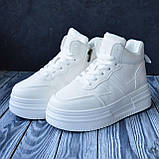 Черевики зимові жіночі білі на хутрі шкіряні теплі на зиму на високій підошві, фото 7