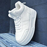 Черевики зимові жіночі білі на хутрі шкіряні теплі на зиму на високій підошві, фото 9