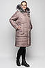 Темно-сине молодіжне зимове пальто з натуральним хутром чорнобурки батал з 48 по 62 розмір, фото 2