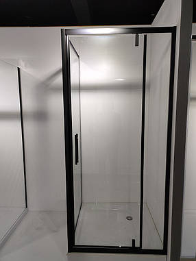 Душова кабіна 90*90*185 см квадратна без піддона, скло прозоре з візерунком 6 мм, чорний профіль, фото 3