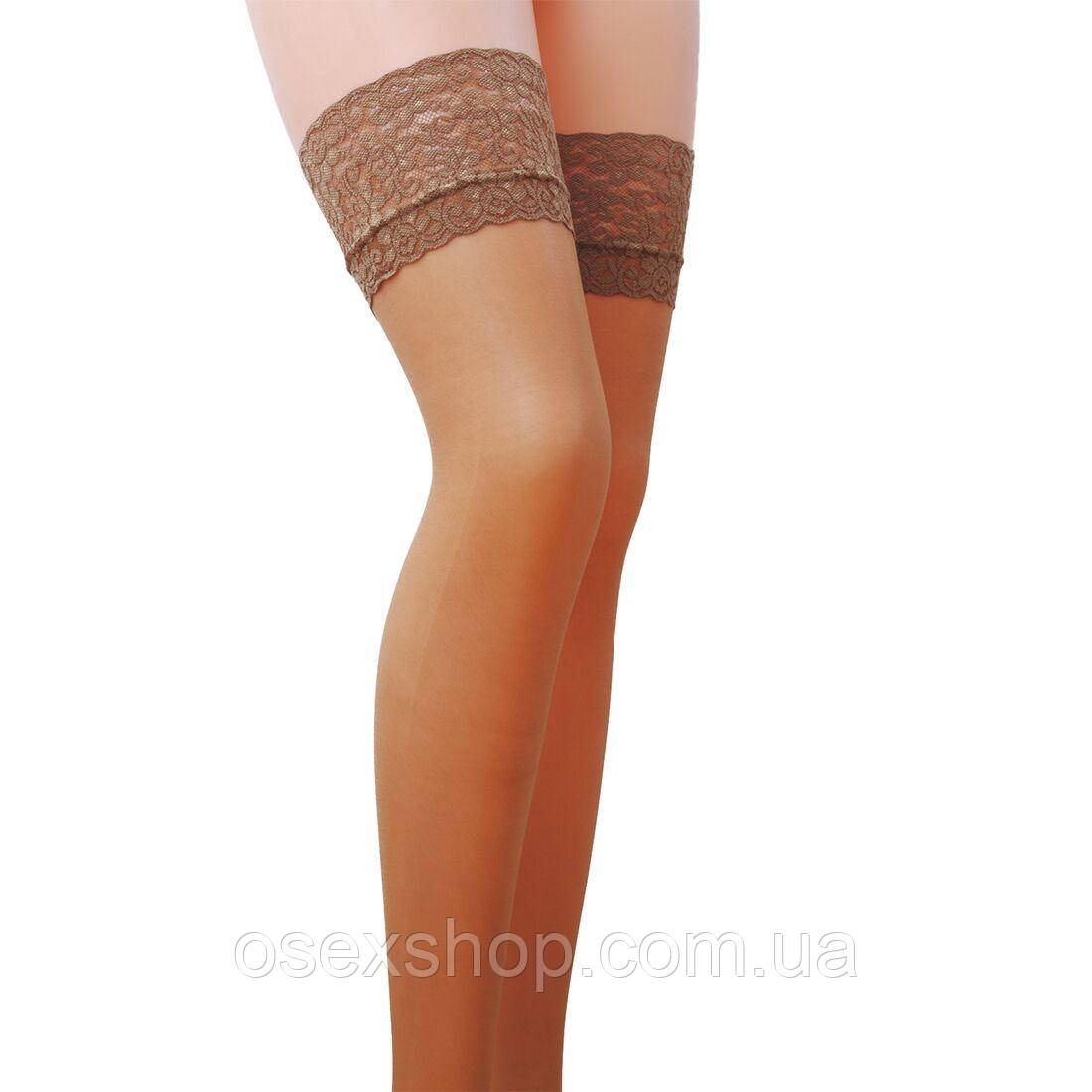 Панчохи Passion ST003 1/2 beige, класичні, на ажурній силіконовій гумці, фото 1