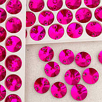 Эконом пришивные стразы 14мм, форма-Rivoli, цвет Hot Pink