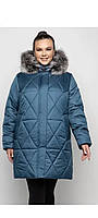 Зимняя женская куртка батал с натуральным мехом чернобурки с 54 по 70 размер