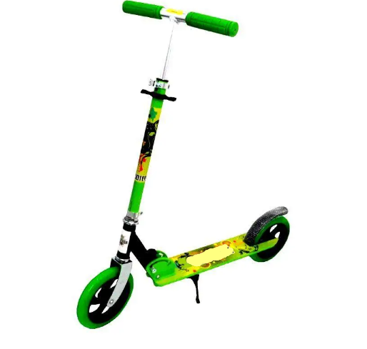Двоколісний самокат складаний Scooter 460 зелений з регулюванням висоти керма та поліуретановими колесами