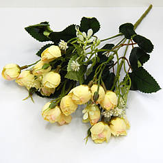 Букет ранункулюсів з гіпсофілою, 15 бутонів по 2 см, жовтий
