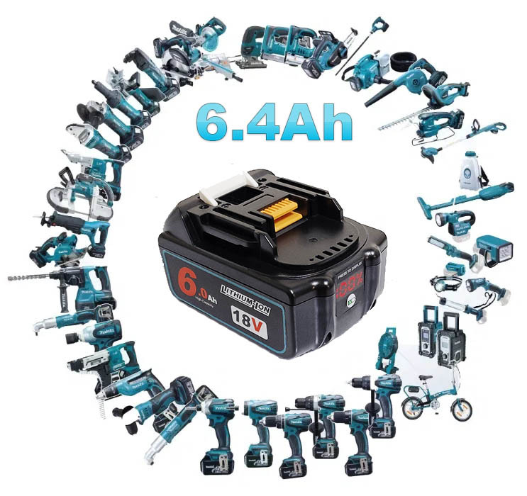 Акумуляторна батарея эмністю 6.4Аг для електроінструменту Макіта xlt BL1860b, Bl1864b, 18V, Samsung INR18650