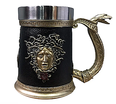 Пивний келих з 3D зображенням "Медуза Горгона" з холодної литої смоли та нержавіючої сталі 500 мл, фото 1