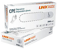 Перчатки CPE L прозрачные Unex неопудренные 200 шт/уп.
