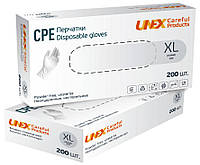 Перчатки CPE XL прозрачные Unex неопудренные 200 шт/уп.