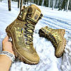 Чоловічі тактичні берці зимові на хутрі койот/пиксель з гербом, військові черевики, розмір 40 41 42 43 44 45 46, фото 2