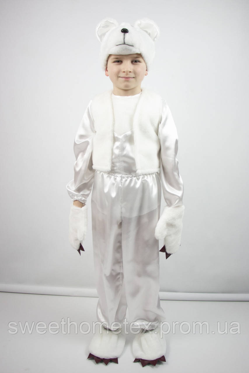 Карнавальный костюм Мишка №4 (белый) ведьмідь білий 128 см