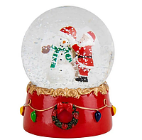 Снежный шар "Санта и снеговик", шар со снегом, декор на новый год, новогодний декор