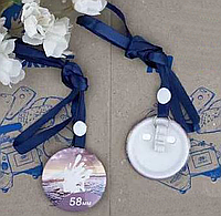 Медаль із синьою стрічкою 58мм з Будь-яким фото