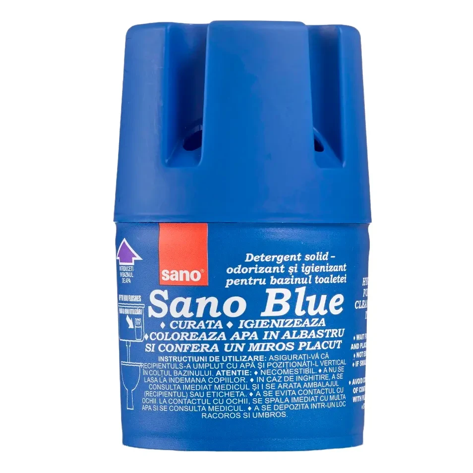 Блок для миття та дезінфекції унітазу Sano Blue Flash синій, 150 г