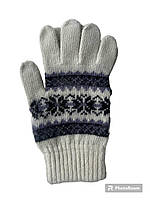 Зимові теплі рукавички унісекс з орнаментом (Дитячі теплі рукавиці) Рукавиці дитячі  (100% вовна)