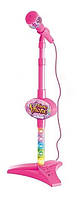 Караоке-мікрофон для дітей на стійці з підсвіткою Рожевий