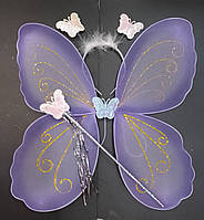 Карнавальные крылья с палочкой Фея фиолетовая