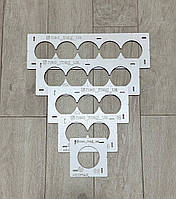МЕГА комплект шаблонов для подрозетников  2.0 на 1+2+3+4+5 отверстий (∅ 68ММ)