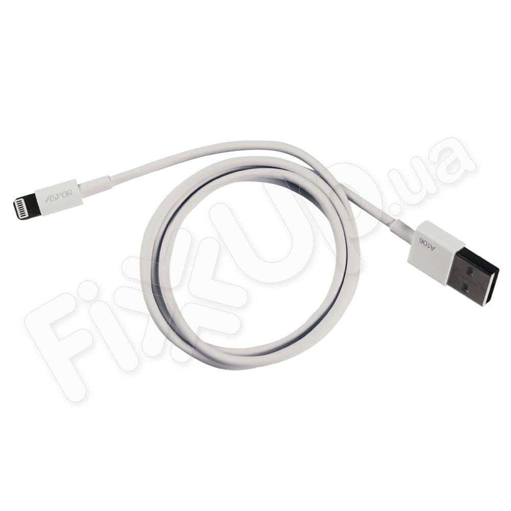 Кабель Lightning для iPhone Aspor A101 Fast Charge 3 A, 1 м, колір білий