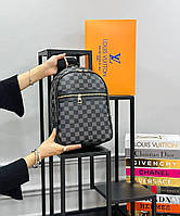 Рюкзак стильный черный в клетку женский мужской Louis Vuitton Луи Витон унисекс Люкс качество