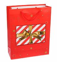 Новогодний подарочный пакет "Gift" 18*24*8.5 см, ламинированный картон