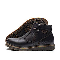 Натуральные кожаные зимние мужские ботинки с двумя боковыми молниями Kristan Traffic Brown коричневе