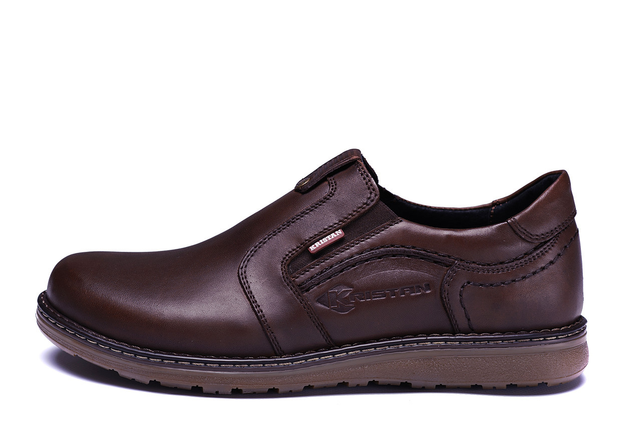 Чоловічі демісезонні туфлі чоловічі колір коричневий натуральна шкіра Kristan brown old school розмір