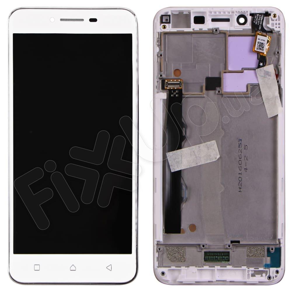 Дисплей для Lenovo A6020 Vibe K5 Plus/Lemon 3 (A6020a46), з тачскрином і рамкою в зборі, колір білий