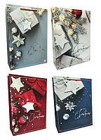 Пакет подарочный "Merry Christmas" 4 дизайна, фольга 18х23х8см, 1 шт