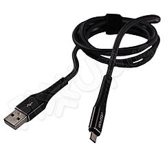 Кабель Micro-USB Aspor A166 Nylon, 2.4A, 1 м, колір чорний