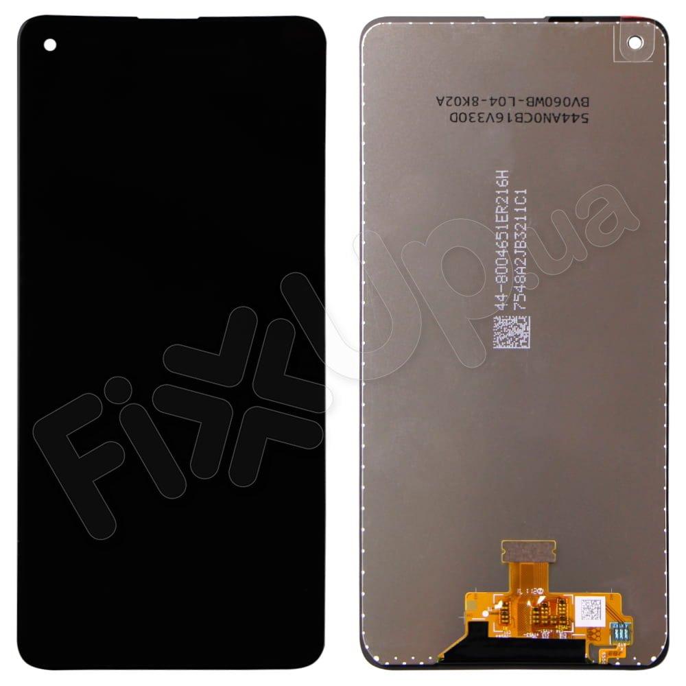 Дисплей для Samsung A217F/DS Galaxy A21s з тачскрином у зборі, колір чорний, оригінал із заміненим склом