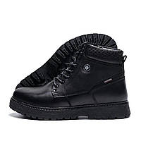 Мужские зимние кожаные ботинки шнуровка боковая молния Kristan Black Winter Boot цвет черный размер